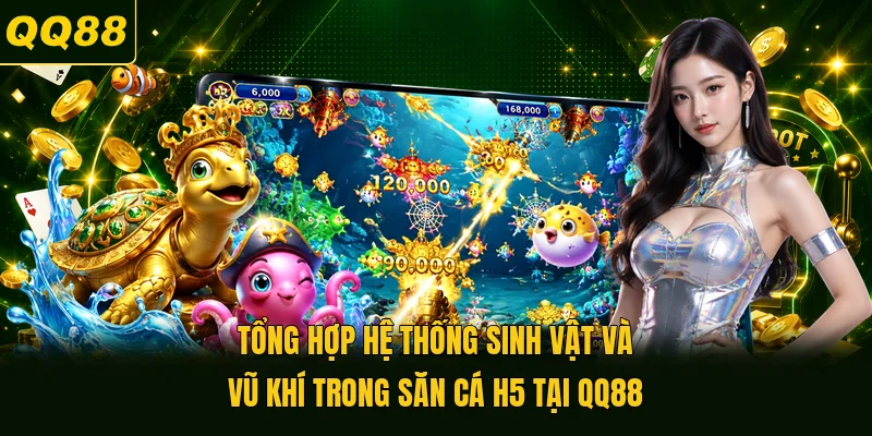 Tổng hợp hệ thống sinh vật và vũ khí trong săn cá H5 tại QQ88